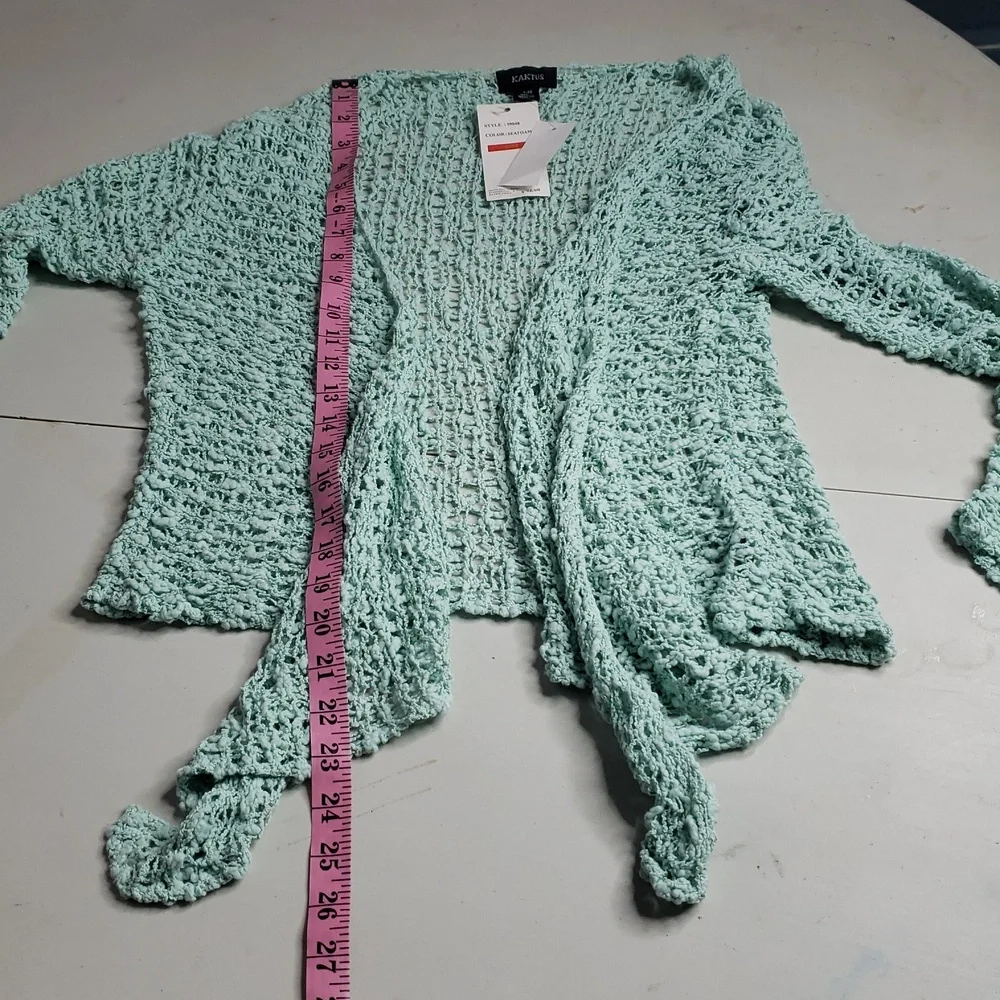 NEW Kaktus Open Knit Soft Open Front Long Sleeves Cardigan Size S/M Beachy - Picture 13 of 16